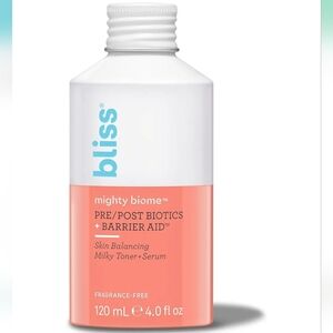 Bliss Mighty Biome Pre/Post Biotics Skin Balancing Milky Toner+Serum, 4oz, New
